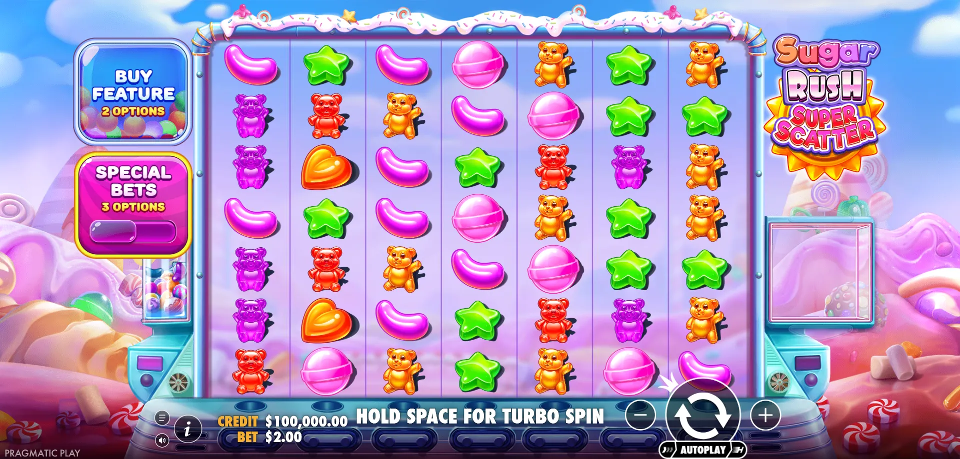 Demo-läge — Spela Sugar Rush Super Scatter Gratis